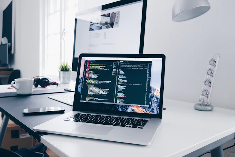 A developer working with a laptop